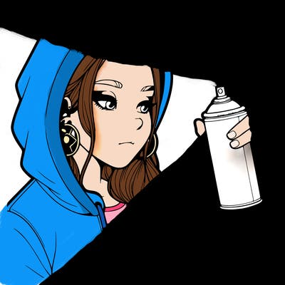 a realistic girl, spray painting