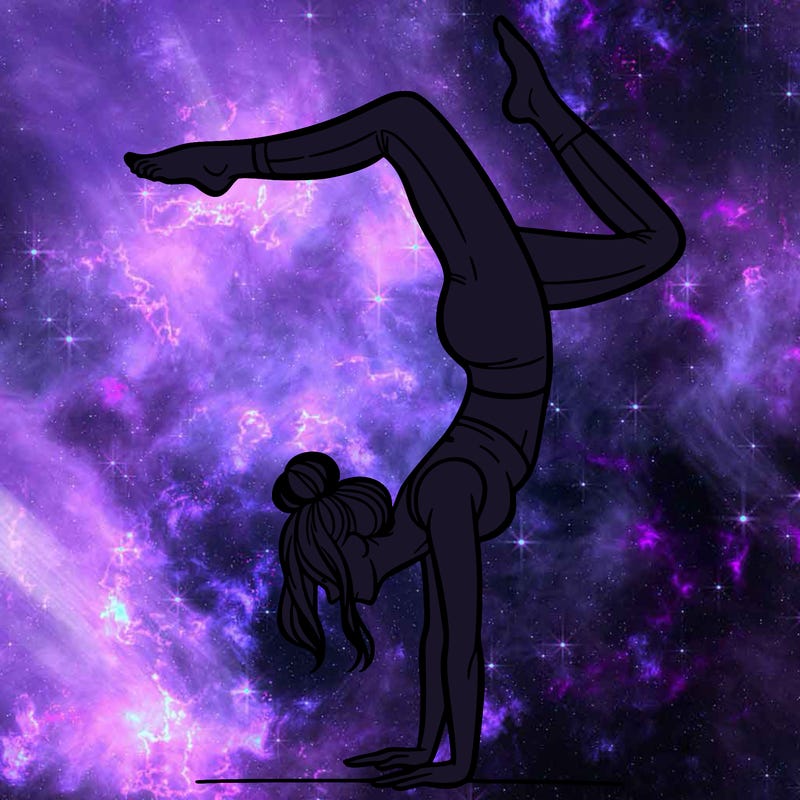 a woman doing a handstand