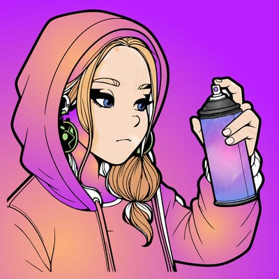 a realistic girl, spray painting