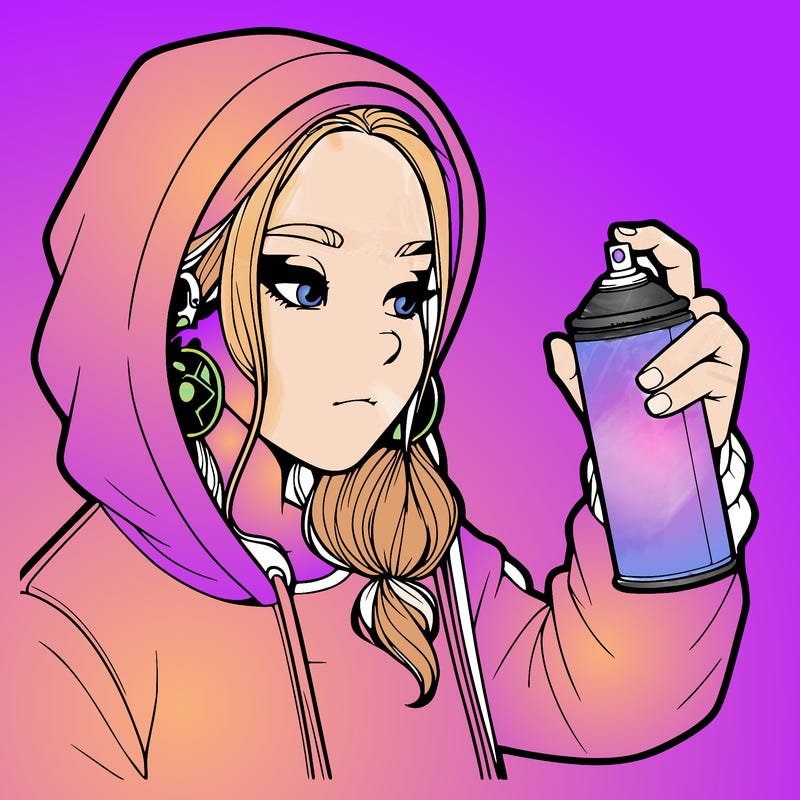 a realistic girl, spray painting