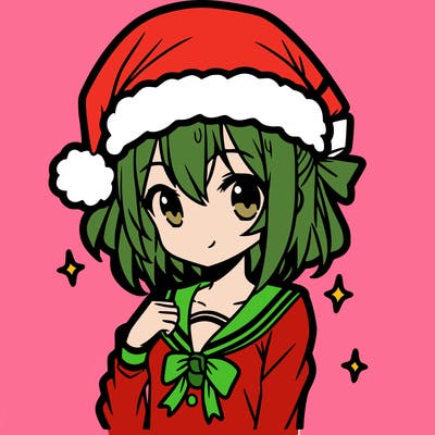 anime girl wearing a santa hat