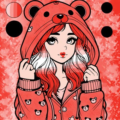 realistic girl in a animal pjs hoodie