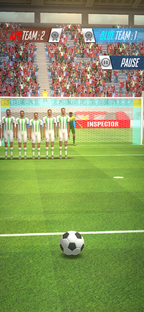 Strike Football Game FreeKick - Strike Football Game FreeKick gameplay showing a soccer ball on the field with a defensive wall in front of the goal