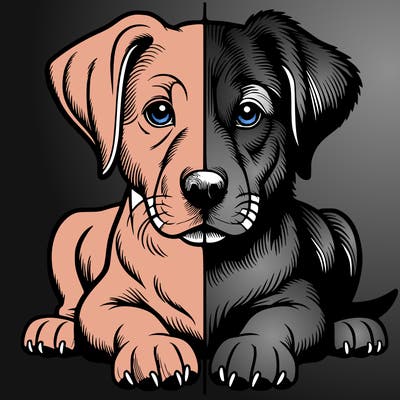 realistic dog split picture