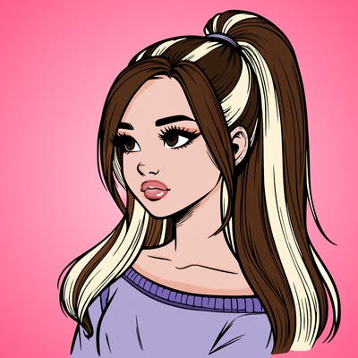 realistic girl with a high ponytail