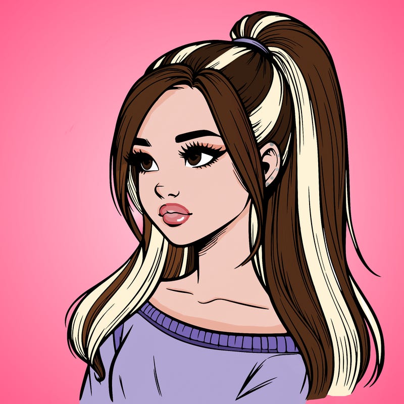 realistic girl with a high ponytail