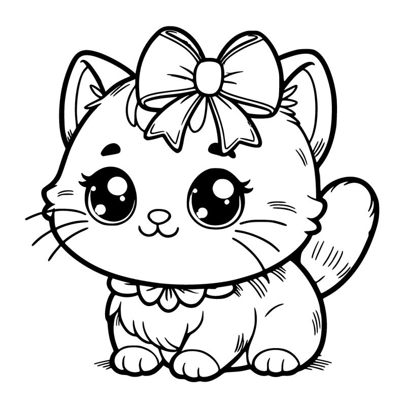 cute realistic cat with pink bow