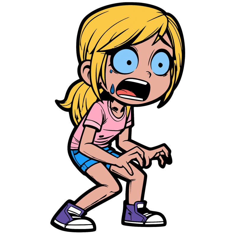 terrified realistic girl
