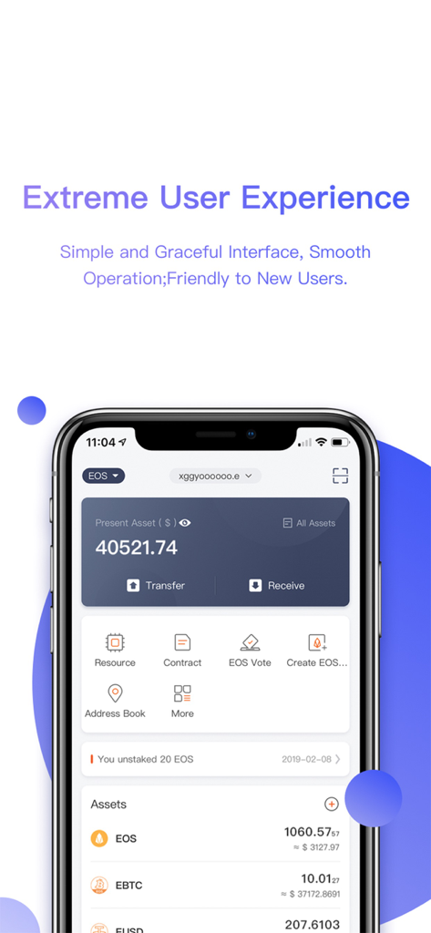 Bitpie Universal Crypto Wallet - Capture d'écran de l'interface de l'application Bitpie Universal Crypto Wallet montrant le solde du compte et les actifs numériques