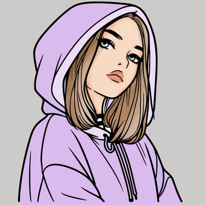 a realistic girl in a hoodie