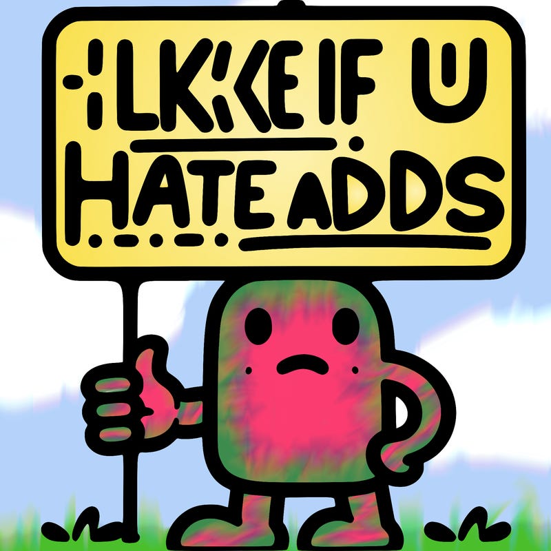 sign that says like if u hate adds