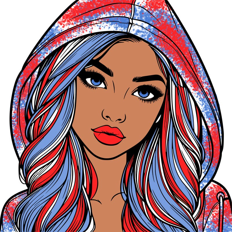 realistic beautiful girl with a hood on