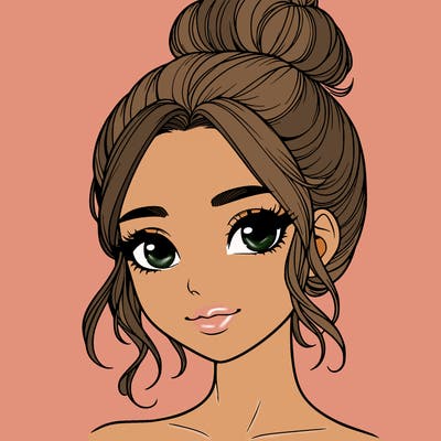 realistic pretty girl with hair in bun