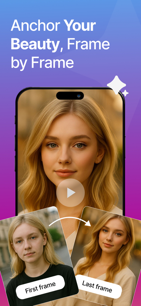 Livensa - AI Picture to Video - Livensa app feature showing an AI transition from a natural portrait to an enhanced video frame.