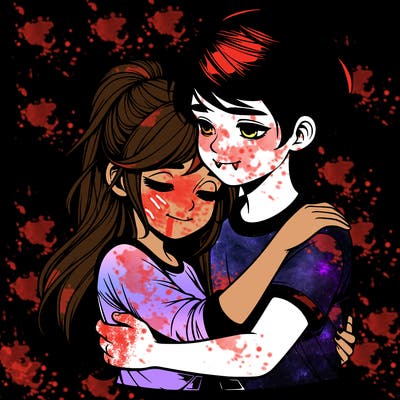 realistic girl and boy hugging