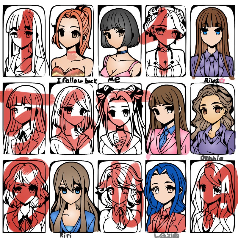girls that look diffrent anime