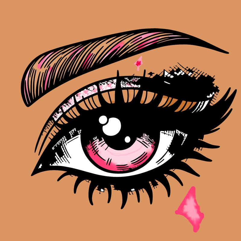 eye with eyeshadow marks