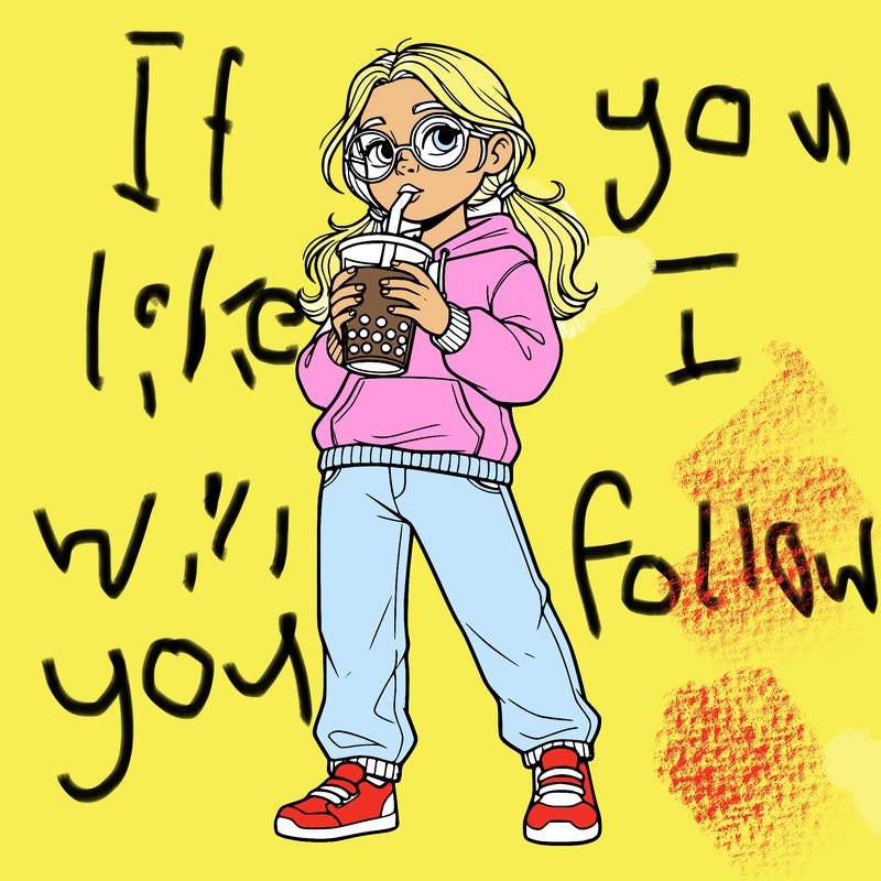 teenage girl, drinking boba