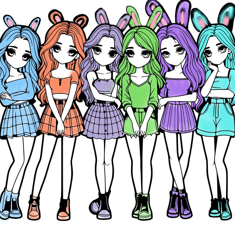 a group of girls realistic