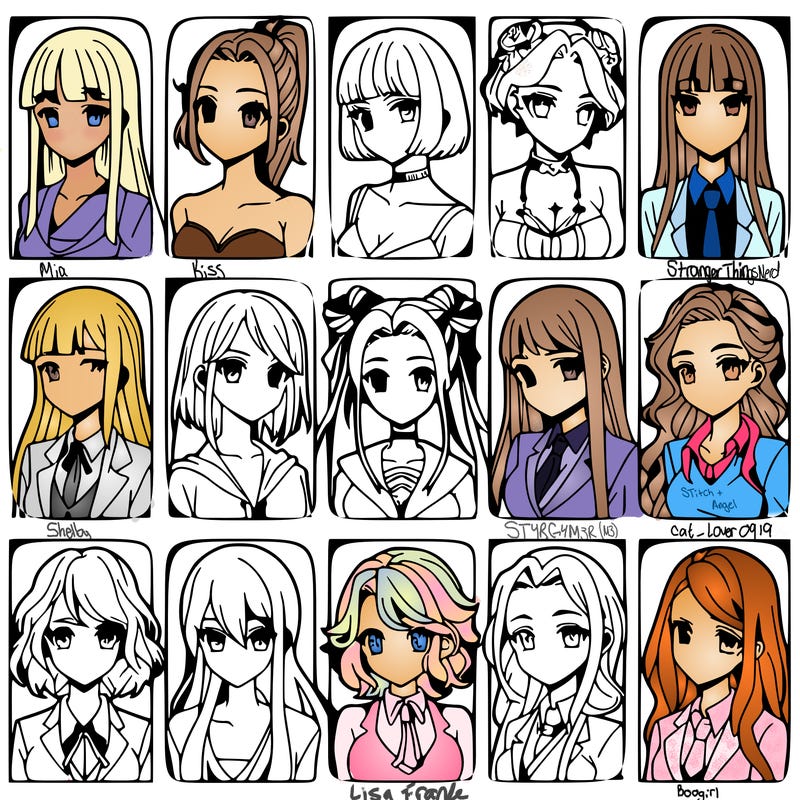 girls that look diffrent anime