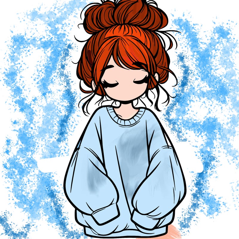 girl with baggy sweatshirt and messy bun