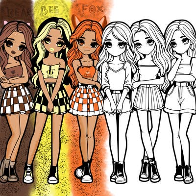 a group of girls realistic