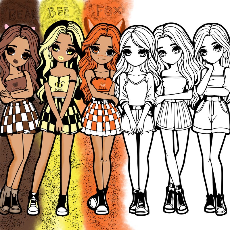 a group of girls realistic