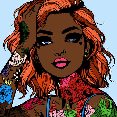 realistic girl with tattoos all over