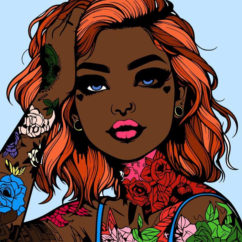 realistic girl with tattoos all over