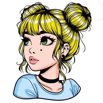 realistic girl with spacebuns