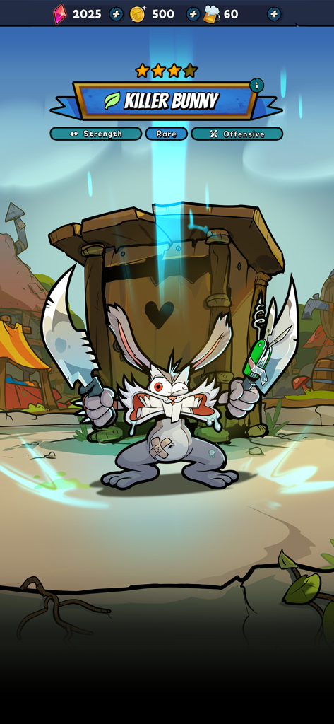 Mobile Dungeon: RPG Crawler - Mobile Dungeon RPG character card for Killer Bunny a rare offensive hero