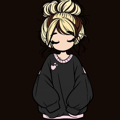 girl with baggy sweatshirt and messy bun