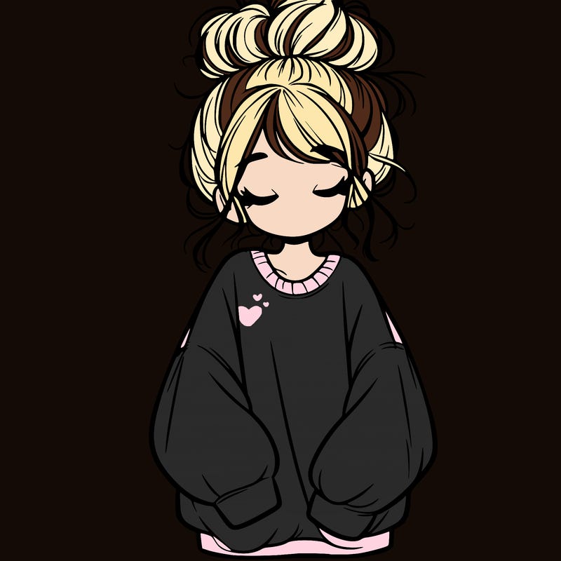 girl with baggy sweatshirt and messy bun
