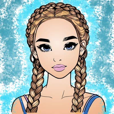 realistic girl with braids