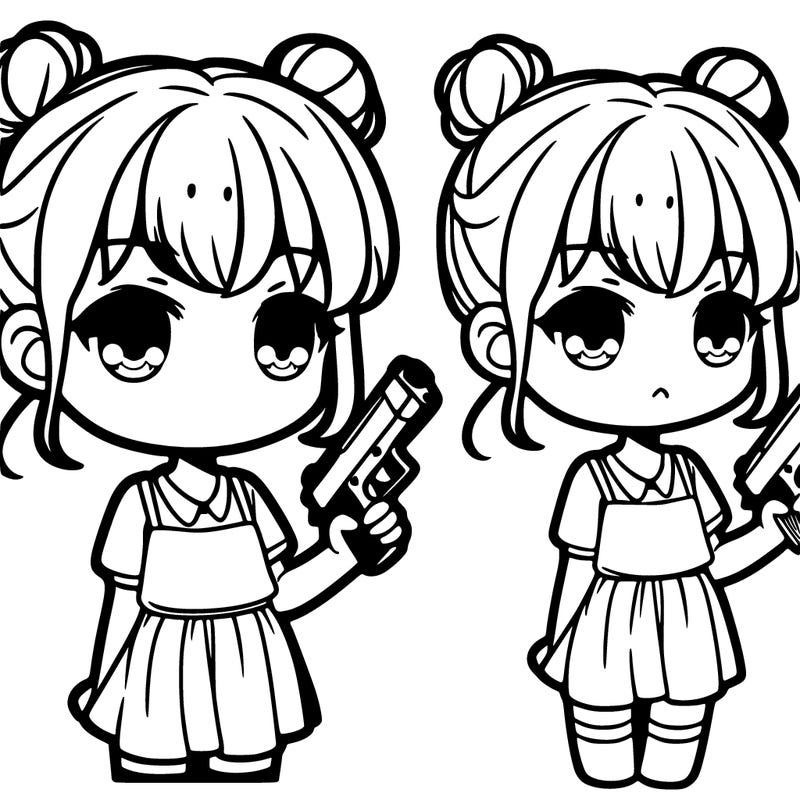 cute girl holding a gun