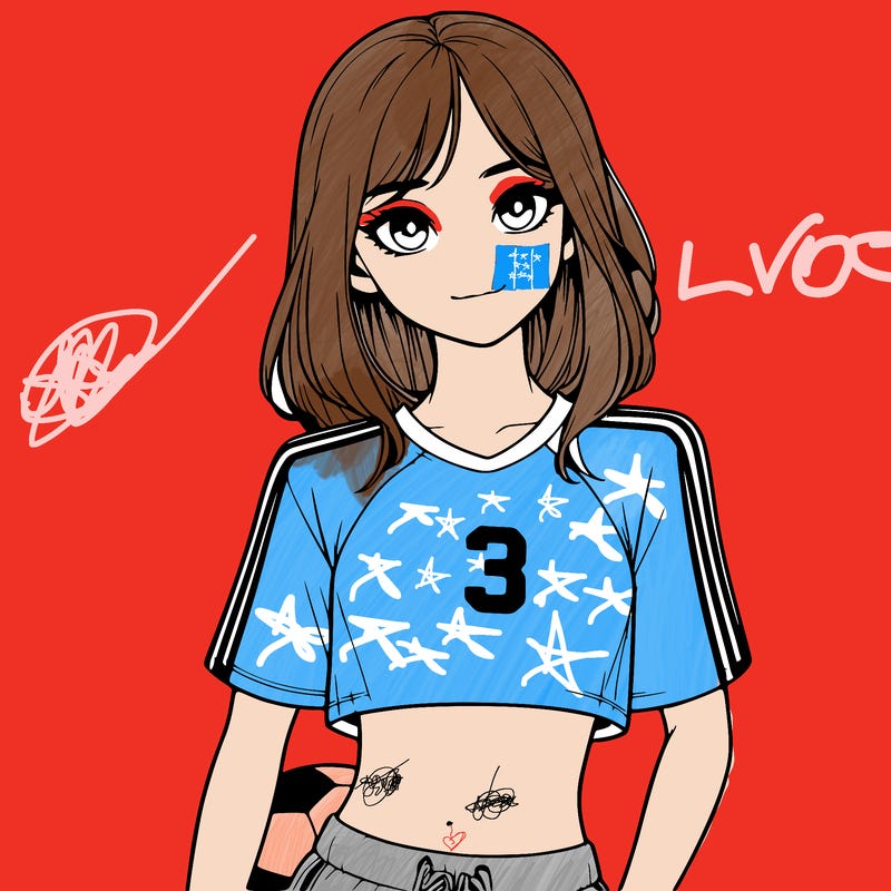 realistic girl wearing soccer jersey