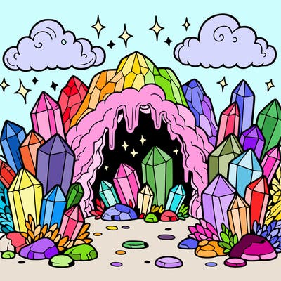 a cave with magic crystals