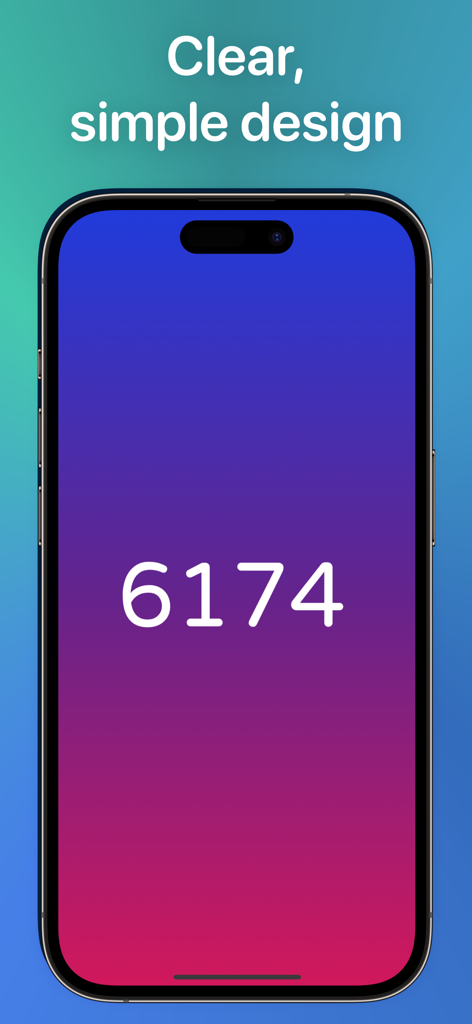 An iPhone displaying the Steps app with a clean interface showing 6174 steps over a vibrant purple and pink gradient background.