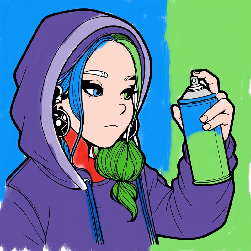 a realistic girl, spray painting