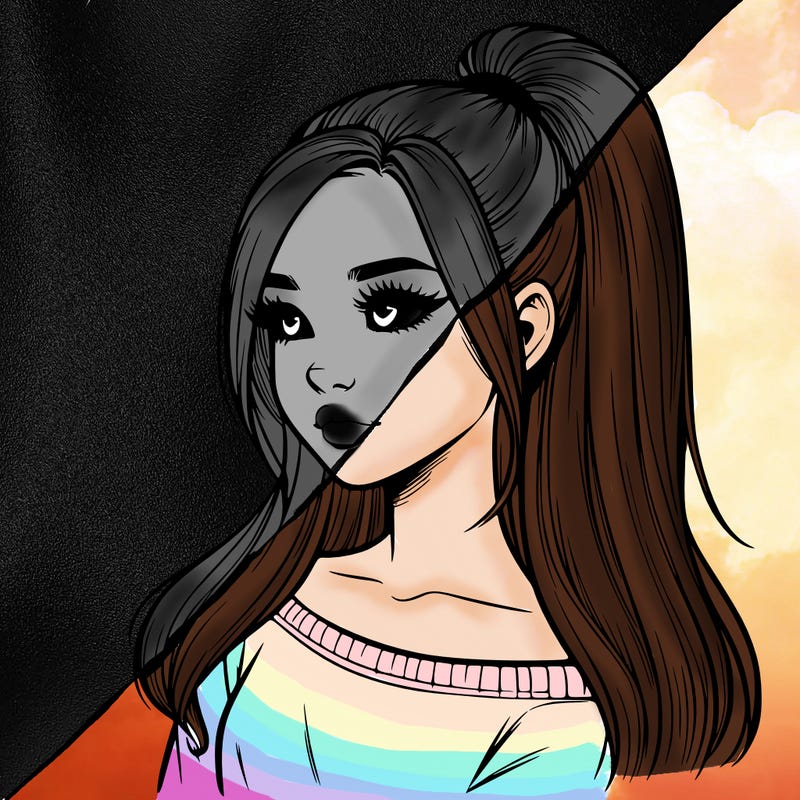 realistic girl with a high ponytail