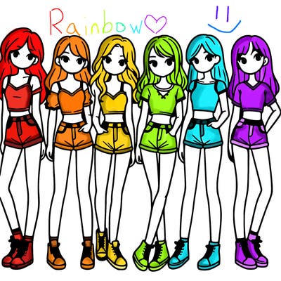 a group of girls wearing crop tops and shorts