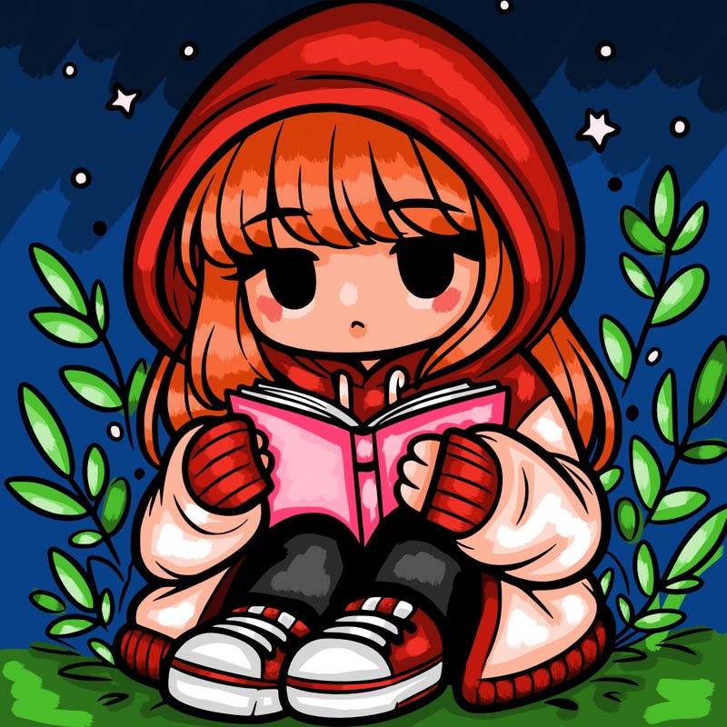 girl in oversized hoodie reading a book