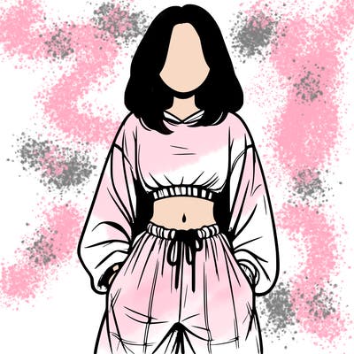 realistic girl faceless with baggy pants and a crop top