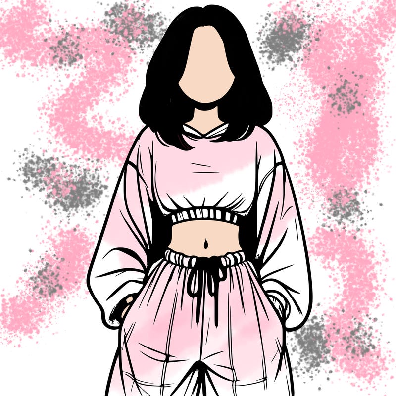 realistic girl faceless with baggy pants and a crop top