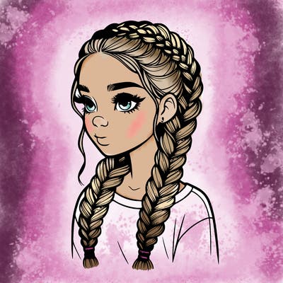 realistic girl with braids