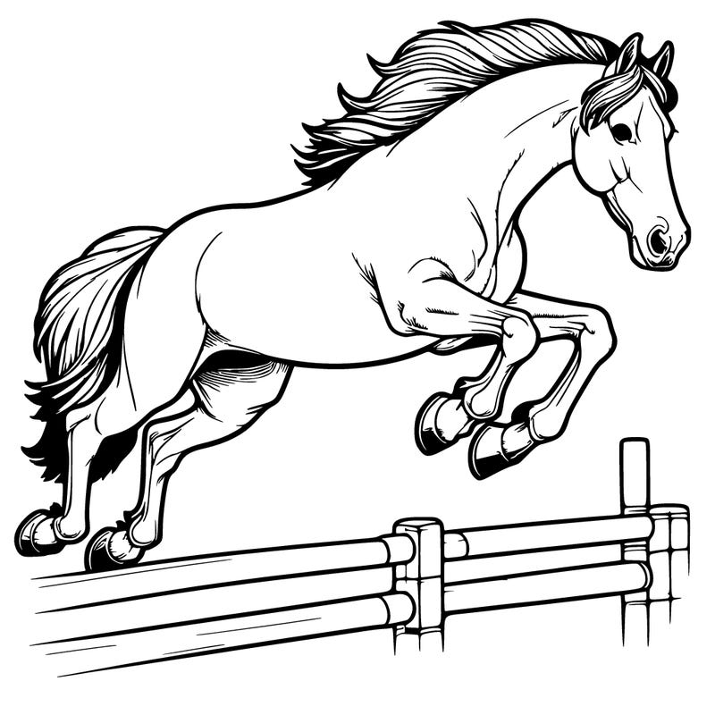 realistic horse jumping