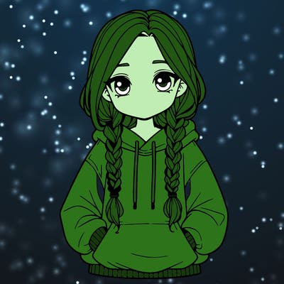 a realistic girl with a oversized hoodie and she has braids