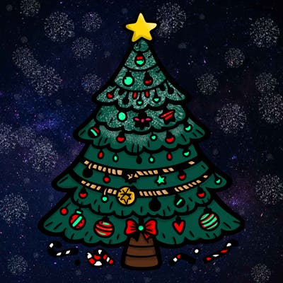 christmas tree with lots of details