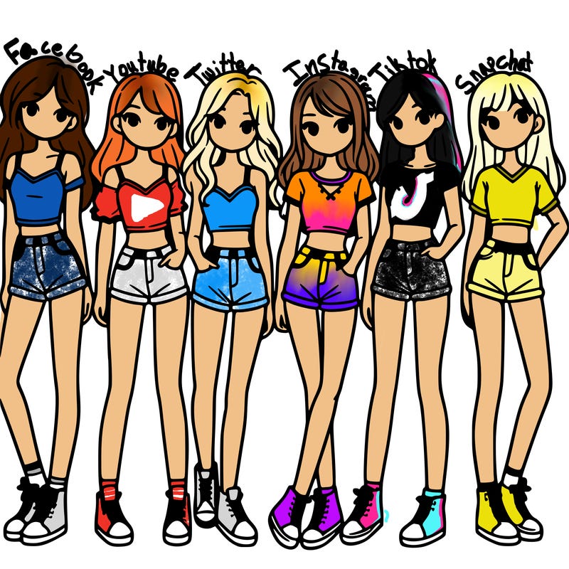 a group of girls wearing crop tops and shorts