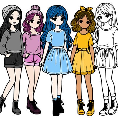 a group of five girls